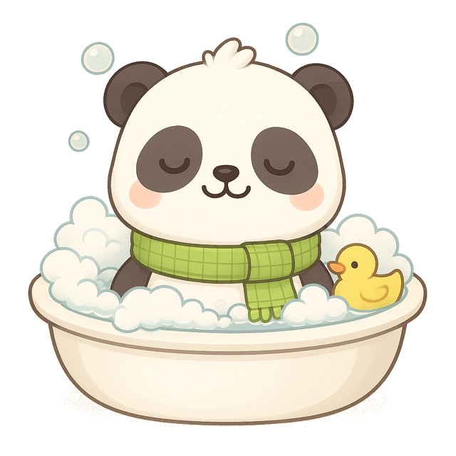 Panda tắm bong bóng